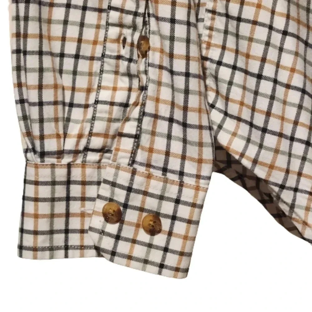 Eddie Bauer cream with multi colored stripes button-down shirt Size Small - Picture 2 of 7